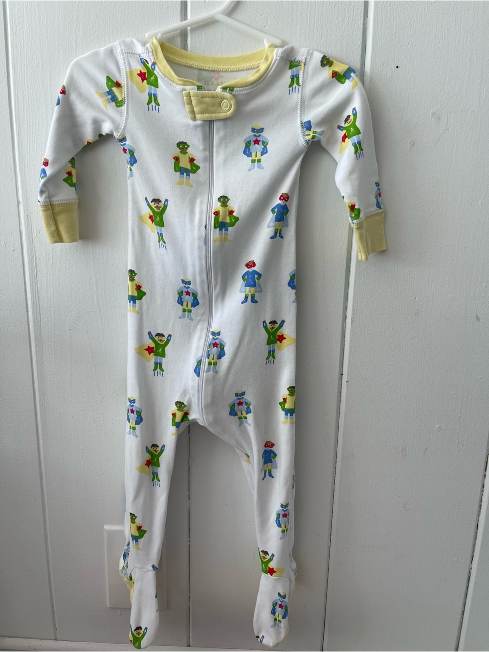 The Beaufort Bonnet Company Superhero Print Baby One Piece Footie Pajamas